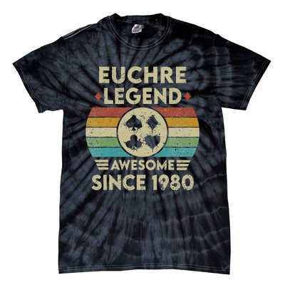 Euchre Legend 42 Years Old Awesome Since 1980 Euchre Tie-Dye T-Shirt