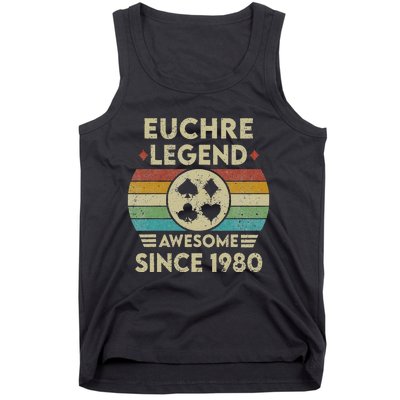 Euchre Legend 42 Years Old Awesome Since 1980 Euchre Tank Top