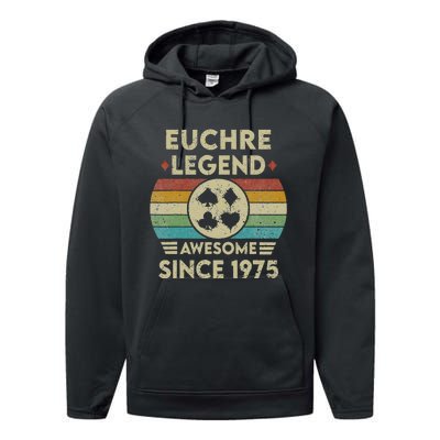 Euchre Legend 47 Years Old Awesome Since 1975 Euchre Performance Fleece Hoodie