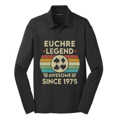 Euchre Legend 47 Years Old Awesome Since 1975 Euchre Silk Touch Performance Long Sleeve Polo