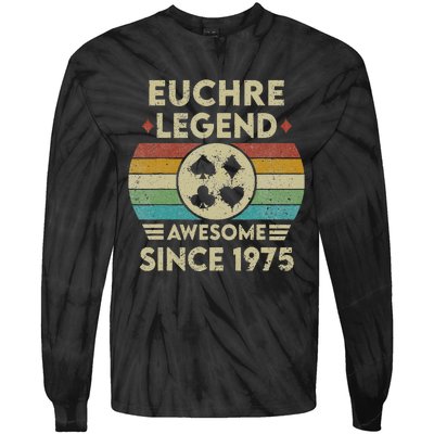 Euchre Legend 47 Years Old Awesome Since 1975 Euchre Tie-Dye Long Sleeve Shirt