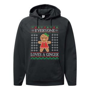 Everyone Loves A Ginger Ugly Christmas Sweaters Performance Fleece Hoodie