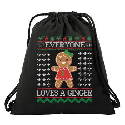 Everyone Loves A Ginger Ugly Christmas Sweaters Drawstring Bag