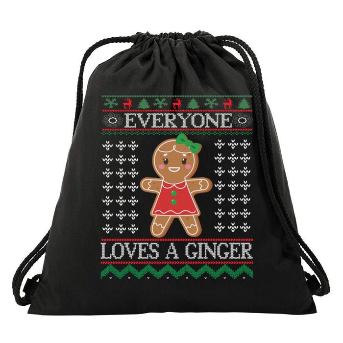 Everyone Loves A Ginger Ugly Christmas Sweaters Drawstring Bag