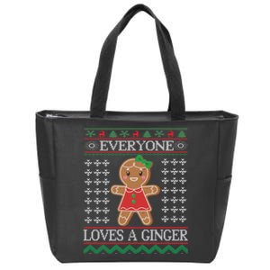 Everyone Loves A Ginger Ugly Christmas Sweaters Zip Tote Bag