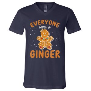 Everyone Loves A Ginger Gingerbread Christmas V-Neck T-Shirt