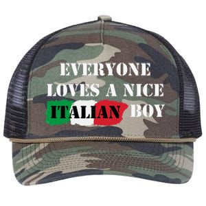 Everyone Loves A Nice Italian Boy Italy Flag Italia Italiano Retro Rope Trucker Hat Cap