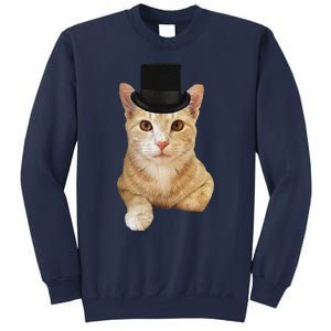 Everyone Loves A Dapper Orange Tabby Cat In A Top Hat Sweatshirt