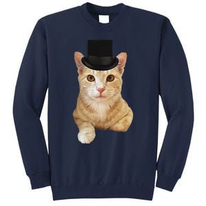 Everyone Loves A Dapper Orange Tabby Cat In A Top Hat Tall Sweatshirt