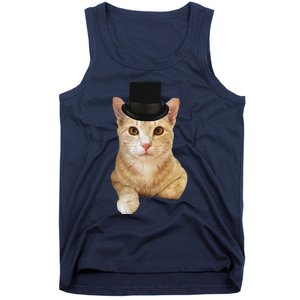 Everyone Loves A Dapper Orange Tabby Cat In A Top Hat Tank Top