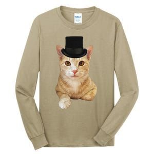 Everyone Loves A Dapper Orange Tabby Cat In A Top Hat Tall Long Sleeve T-Shirt