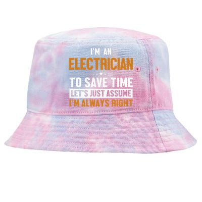 Electrician Let's Assume I'm Right Wire Electrician Tie-Dyed Bucket Hat