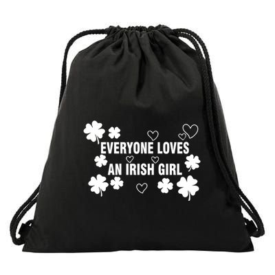Everyone Loves An Irish Girl Shamrock Drawstring Bag