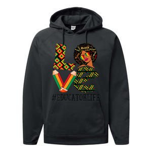 Educator Love African American  Black History Month Performance Fleece Hoodie