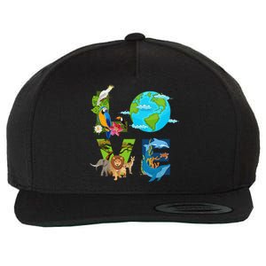 Earth Love Animals Environment Climate Change Earth Day Wool Snapback Cap