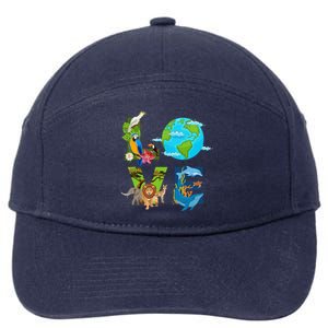 Earth Love Animals Environment Climate Change Earth Day 7-Panel Snapback Hat