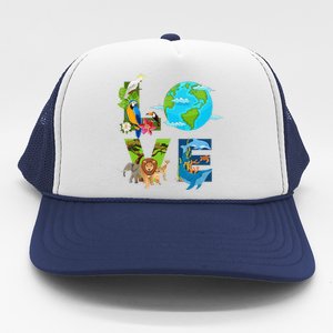 Earth Love Animals Environment Climate Change Earth Day Trucker Hat