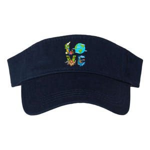 Earth Love Animals Environment Climate Change Earth Day Valucap Bio-Washed Visor