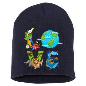 Earth Love Animals Environment Climate Change Earth Day Short Acrylic Beanie