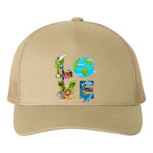 Earth Love Animals Environment Climate Change Earth Day Yupoong Adult 5-Panel Trucker Hat