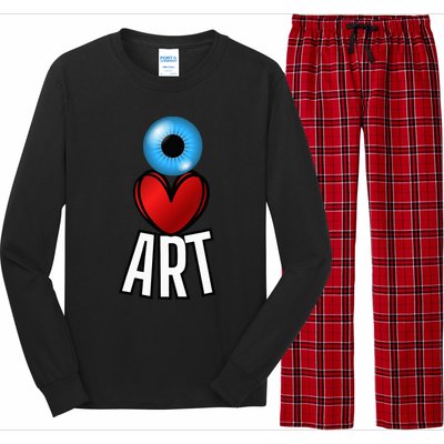 Eye Love Art With A Blue Eyeball A Heart And Word Art Long Sleeve Pajama Set