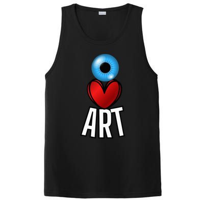 Eye Love Art With A Blue Eyeball A Heart And Word Art PosiCharge Competitor Tank