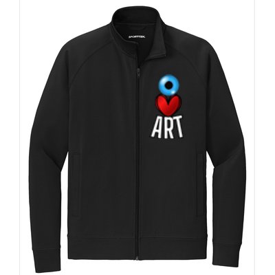 Eye Love Art With A Blue Eyeball A Heart And Word Art Stretch Full-Zip Cadet Jacket