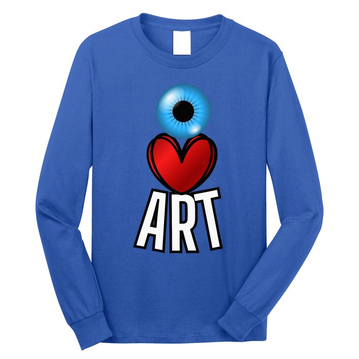 Eye Love Art With A Blue Eyeball A Heart And Word Art Long Sleeve Shirt