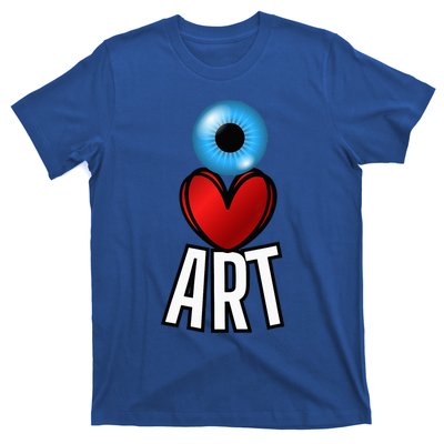 Eye Love Art With A Blue Eyeball A Heart And Word Art T-Shirt