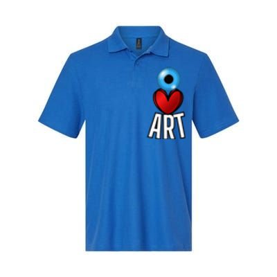 Eye Love Art With A Blue Eyeball A Heart And Word Art Softstyle Adult Sport Polo