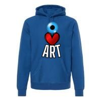 Eye Love Art With A Blue Eyeball A Heart And Word Art Premium Hoodie