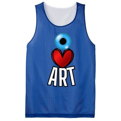 Eye Love Art With A Blue Eyeball A Heart And Word Art Mesh Reversible Basketball Jersey Tank