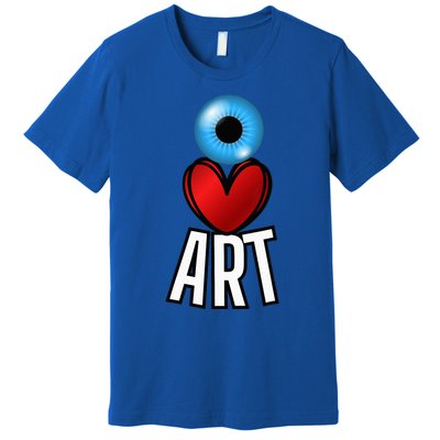 Eye Love Art With A Blue Eyeball A Heart And Word Art Premium T-Shirt