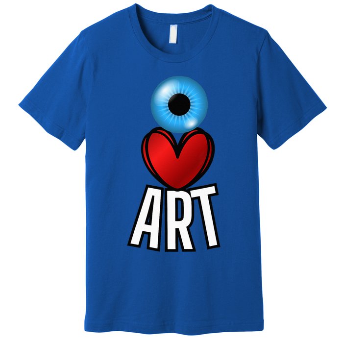 Eye Love Art With A Blue Eyeball A Heart And Word Art Premium T-Shirt