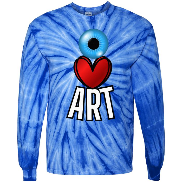 Eye Love Art With A Blue Eyeball A Heart And Word Art Tie-Dye Long Sleeve Shirt