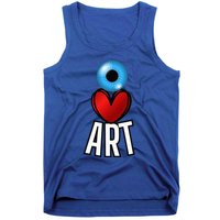 Eye Love Art With A Blue Eyeball A Heart And Word Art Tank Top