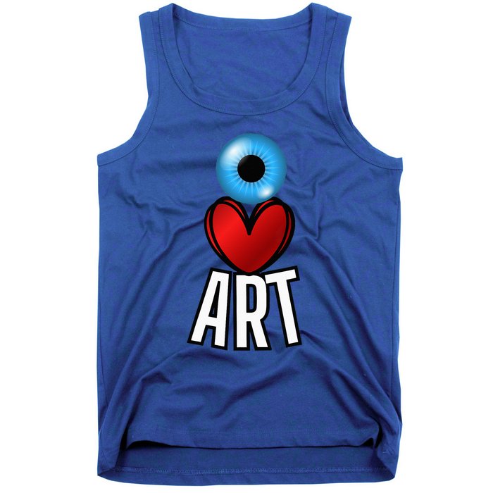 Eye Love Art With A Blue Eyeball A Heart And Word Art Tank Top