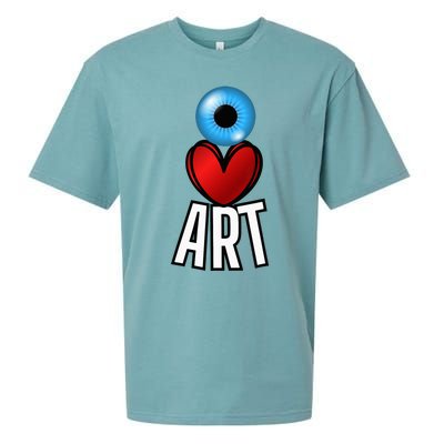 Eye Love Art With A Blue Eyeball A Heart And Word Art Sueded Cloud Jersey T-Shirt