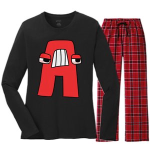 Emotion Letter A Alphabet Lore Funny For Friend  Girls Women's Long Sleeve Flannel Pajama Set 