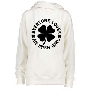 Everyone Loves An Irish Girl Green St Patricks Day Womens Funnel Neck Pullover Hood