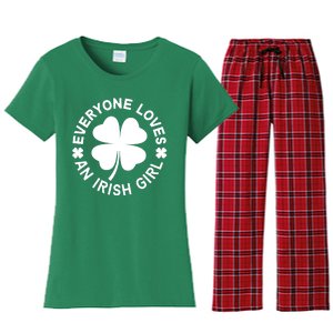 Everyone Loves An Irish Girl Green St Patricks Day Women's Flannel Pajama Set