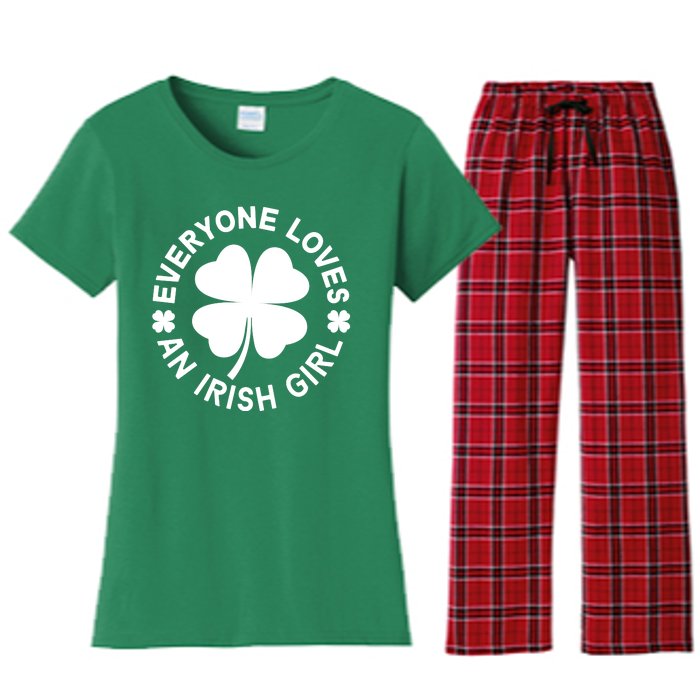 Everyone Loves An Irish Girl Green St Patricks Day Women's Flannel Pajama Set