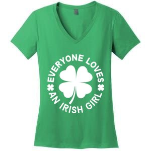 Everyone Loves An Irish Girl Green St Patricks Day Women's V-Neck T-Shirt