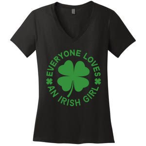 Everyone Loves An Irish Girl Green St Patricks Day Women's V-Neck T-Shirt