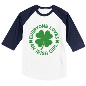 Everyone Loves An Irish Girl Green St Patricks Day Baseball Sleeve Shirt