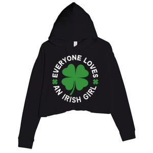 Everyone Loves An Irish Girl Green St Patricks Day Crop Fleece Hoodie