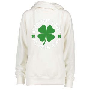 Everyone Loves An Irish Girl Green St Patricks Day Womens Funnel Neck Pullover Hood