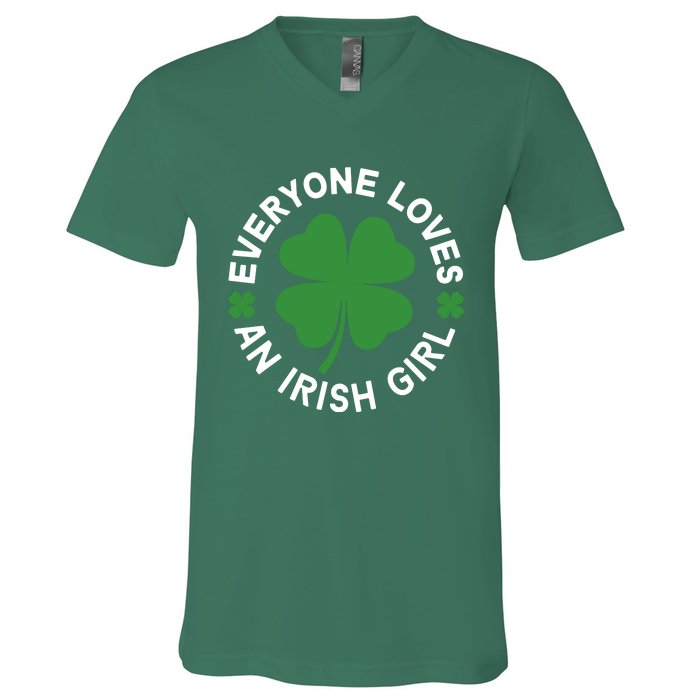 Everyone Loves An Irish Girl Green St Patricks Day V-Neck T-Shirt