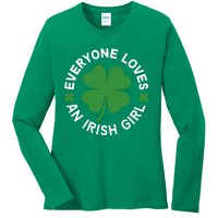 Everyone Loves An Irish Girl Green St Patricks Day Ladies Long Sleeve Shirt