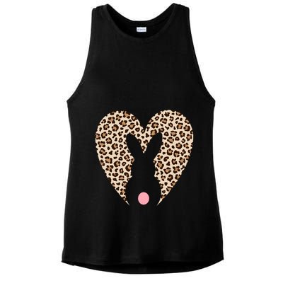 Easter Leopard Bunny Rabbit Heart Palm Sunday Great Gift Ladies PosiCharge Tri-Blend Wicking Tank